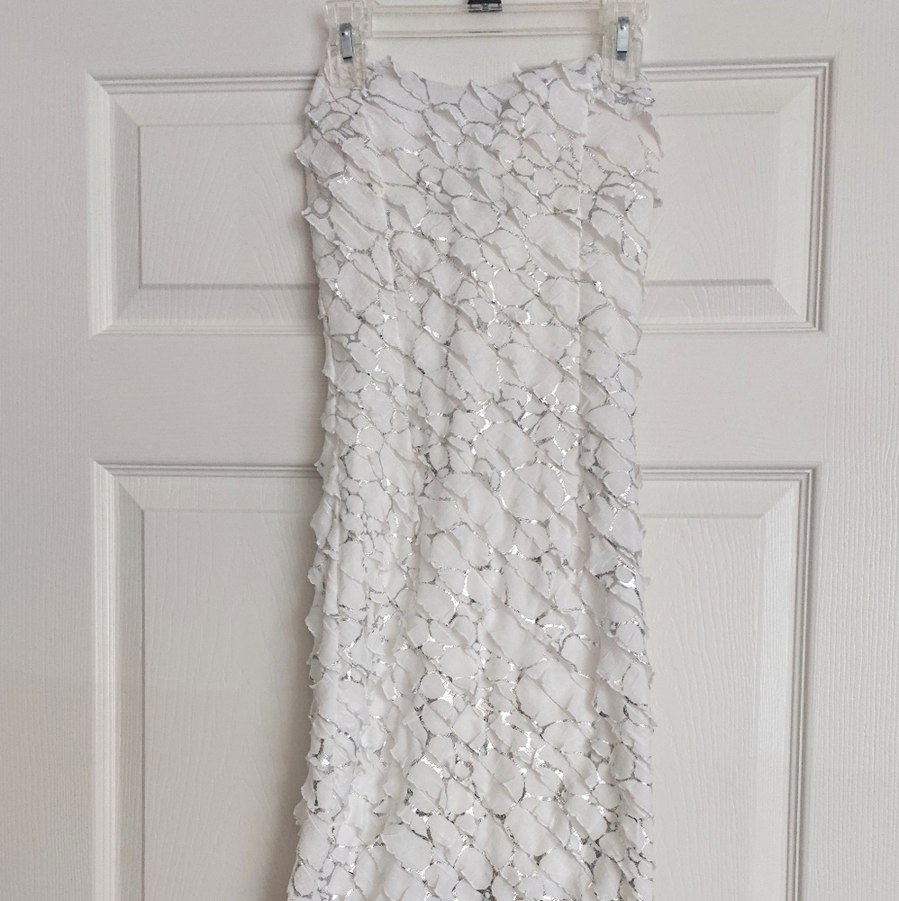 Love Culture white, tiered strapless bodycon dress
